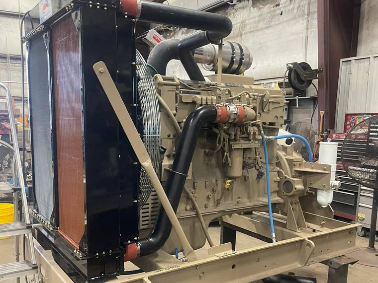 Packaged genset on a fabricated skid in the shop
